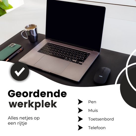 WURK Professional Schreibtischunterlage Kunstleder - Schreibtisch-Organizer - Schreibtischzubehör - Mauspad XXL- Inklusive Kabelclip - 80x40 - Schwarz