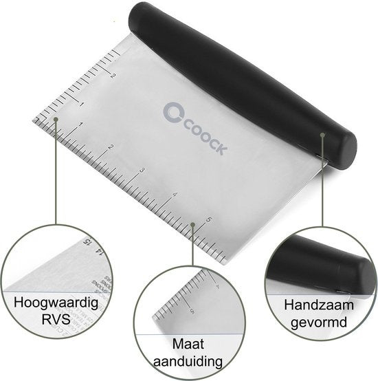 COOCK - Ergonomischer Teigschneider aus Edelstahl - Teigschaber - Pizzamesser - Gemüseschneider - Kuchen- und Tortenschaber