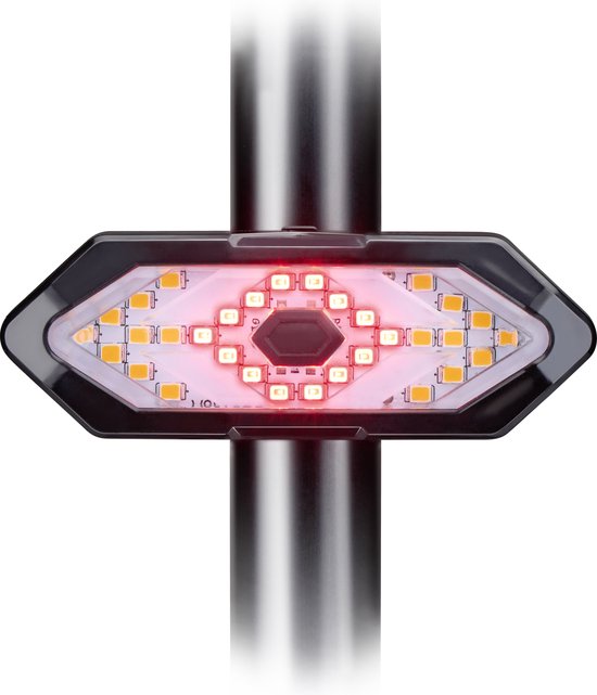 Dunlop Bicycle Light Rechargeable - Fahrradrücklicht mit Blinker - Fahrradlicht mit USB-C und Fernbedienung - 5 Lichtmodi - wetterfest - Schwarz