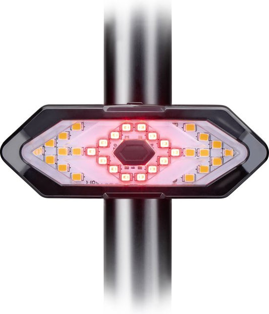 Dunlop Bicycle Light Rechargeable - Fahrradrücklicht mit Blinker - Fahrradlicht mit USB-C und Fernbedienung - 5 Lichtmodi - wetterfest - Schwarz