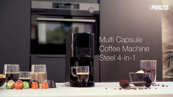 Princess 249450 Multi Capsule Filterkaffeemaschine - Stahl 4-in-1 - Geeignet für mehrere Kaffeesorten