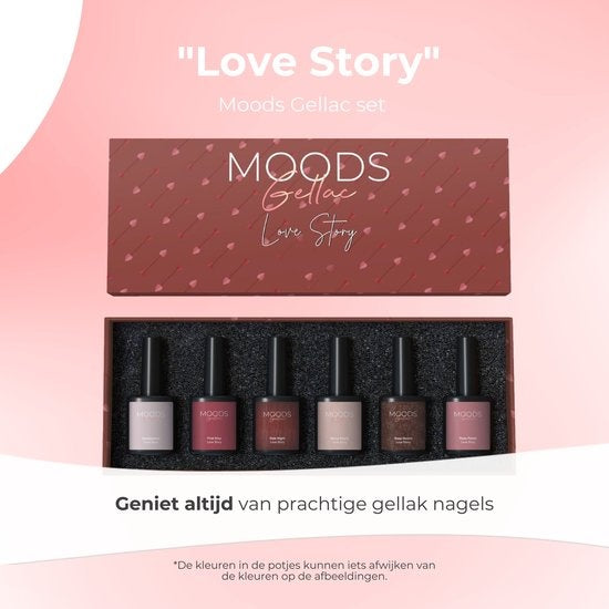Moods Gellac 6-teiliges Set - Gel-Nagellack - 8ML - Love Story - Gellac - Nägel - Gel Polish Starter Pack - Chic Colours
