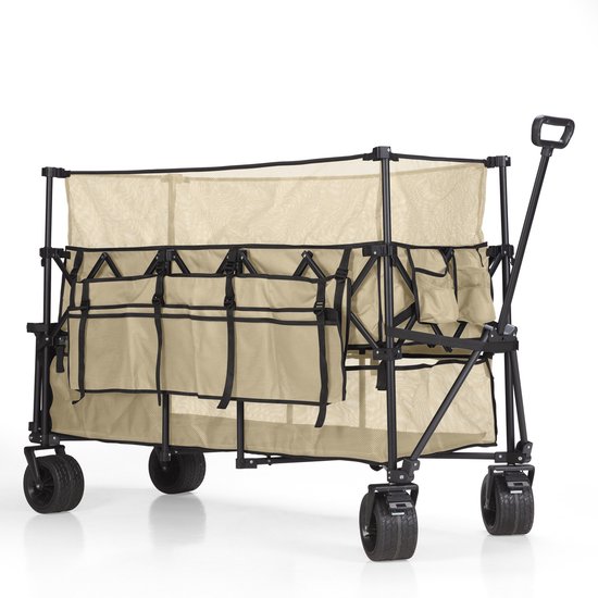 Mr. Fold Bolderkar XXL - faltbar - 600L - 300KG - Beige - geländegängige Räder