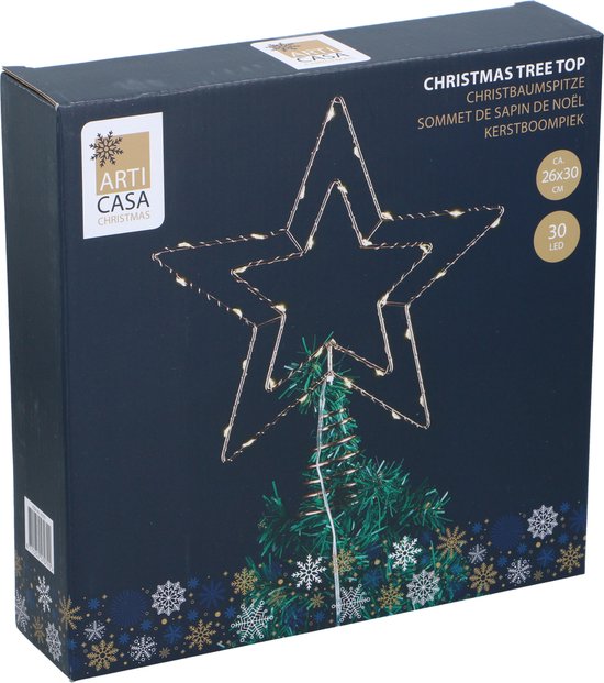 Arti Casa Weihnachtsbaumspitze – Weihnachtsbaumspitze mit batteriebetriebener Beleuchtung – Spitze mit Beleuchtung – Weihnachtsbaum-Sternspitze – LED-Weihnachtsdekoration – Weihnachtsbaumspitze in Roségold