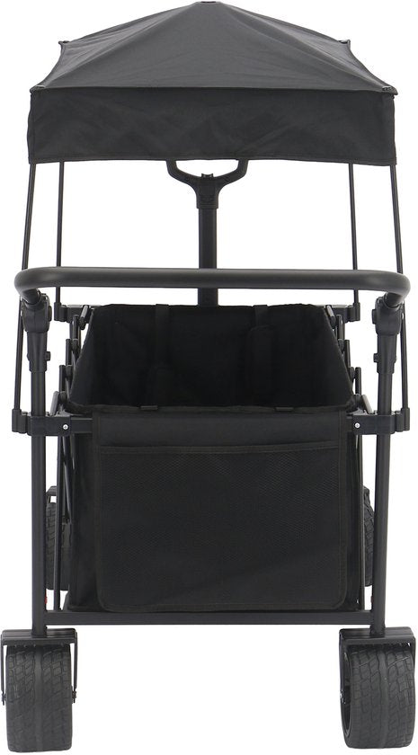 AXI SB221 Zusammenklappbarer Handwagen mit Dach – Schwarz – Mit Zugstange, Bremsen und Schutzhülle – 100 kg Tragkraft – Einfach zu transportieren – Metall