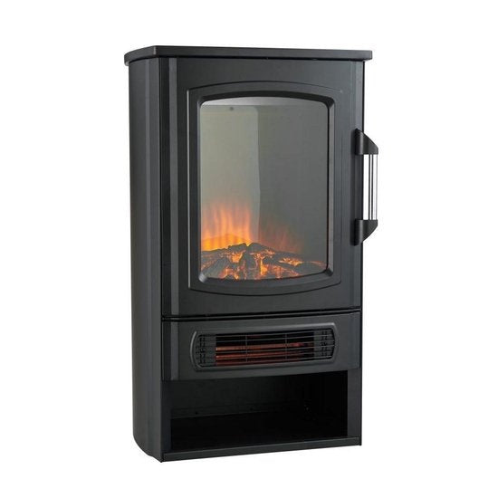 MOA Elektrischer Kamin - Atmosphärischer Kamin & Heizung - 2000W - Realistische Flammen - Platz für Dekoration Holz - Schwarz