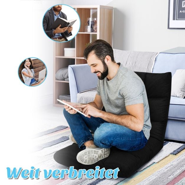 Coast Verstellbarer Bodensessel – 14 Rückenlehnenpositionen – 106,5 x 55,5 x 10 cm – Schwarz