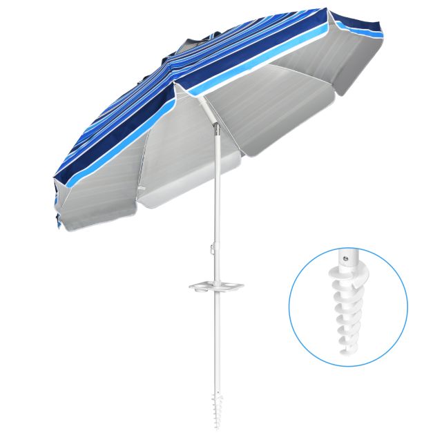 Coast Strandschirm 220 cm – UPF50+ – Neigbar – Mit Getränkehalter/Tragetasche