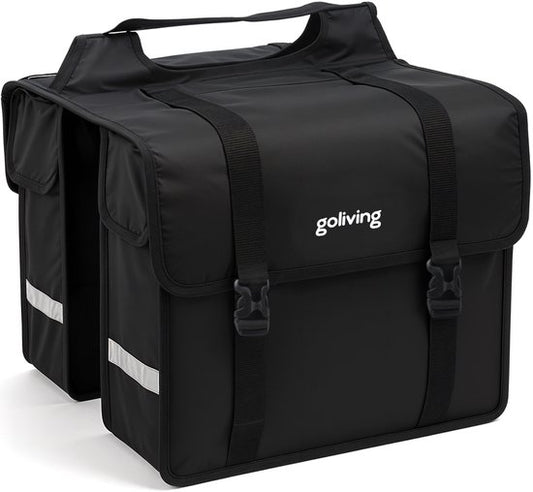 Goliving Fahrradtasche 45 Liter - Doppelte Fahrradtaschen - Wasserdicht - Mit Reflektoren - Elektrofahrräder - Schwarz
