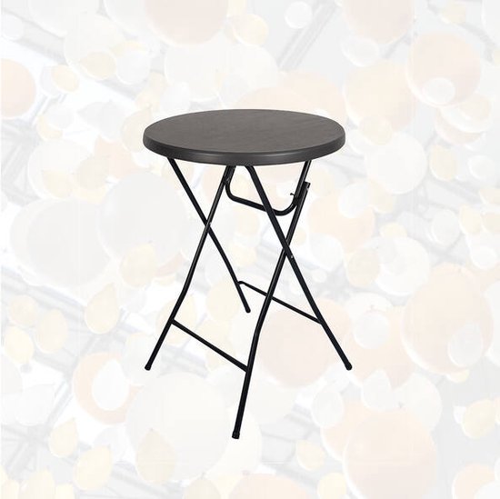BRASQ Bartisch Schwarz ø80 x 110 cm - Stehtisch - Klapptisch - klappbar aus Kunststoff und Metall für den Innen- und Außenbereich
