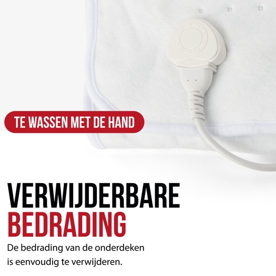 DistinQ Elektrisches Unterbett doppelt 100 Watt - 160x140 cm - doppelt - Automatische Abschaltung - Überhitzungsschutz - 5 Stufen - Einzelunterbett Weiß