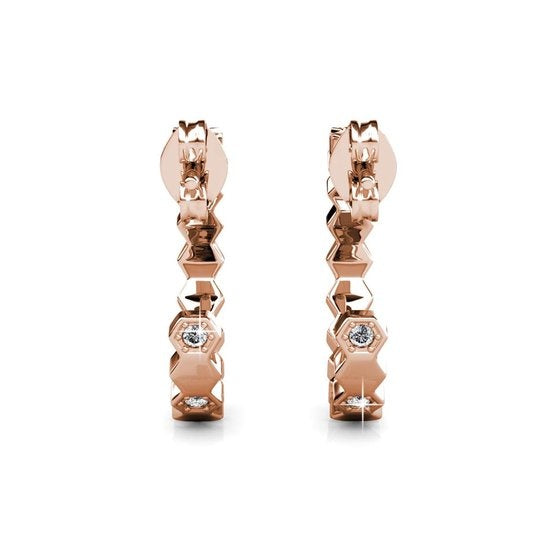 Yolora - Damen Ohrringe Ohrringe - Durchmesser 20 mm & Kalpa Camaka Kristalle - Ausgestattet mit 18k Rose Gold Plating und Luxus-Geschenk-Box - Für Muttertag und Jubiläen - Rose 18k Rose Gold Plating