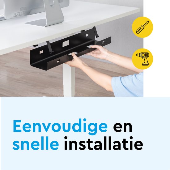BRASQ Universelle Kabelrinne Schwarz für den Untertisch - Inklusive Cable Organizer - Kabelmanagement
