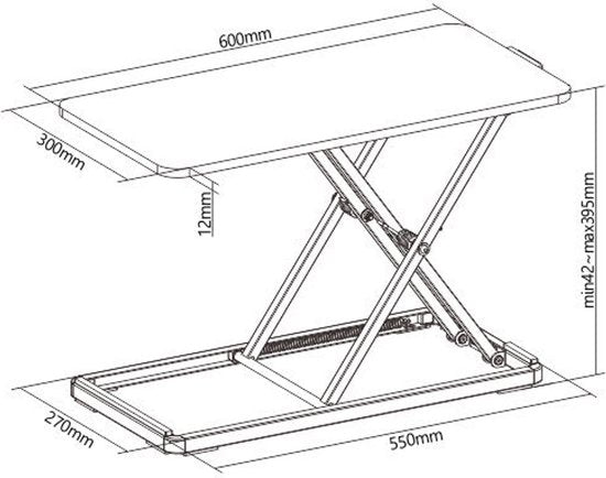 VDD Gaming - Höhenverstellbarer Steh-Sitz-Schreibtisch - Schwarz - 60x30cm