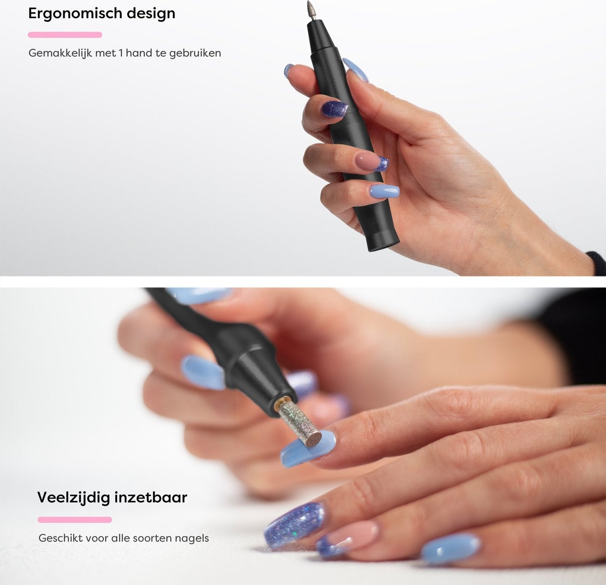 Fineza Nagelfeile - Elektrisch - Nagelfeile - Inklusive Bits - Inklusive Schleifrollen - Hornhautentferner - Maniküregerät - Pediküre-Set - Grau