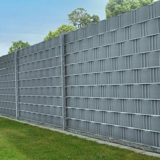 PVC-Sichtschutzstreifen - 3 Stück - 35 Meter - Grau - inkl. Befestigungsclips