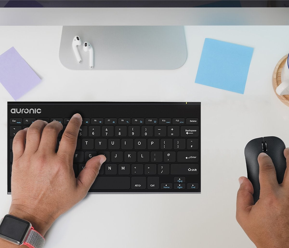 Auronic Wireless Tastatur und Maus - QWERTY - Schwarz