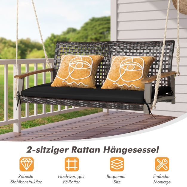 Coast 2-Sitzer-Hängesofa mit Kissen – Schwarz – 131 x 68 x 54 cm