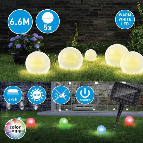 Grundig Glühbirnen für den Außenbereich - mit Stecker - LED - Aufladen mit Solarstrom - Weiß