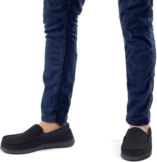 Hausschuhe Männer - Hausschuhe - Mokassins - Schwarz - Rutschfest - Größe 44/45 - Comfeet