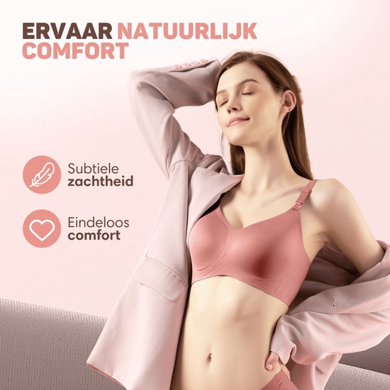 Vulpes Goods® BabyCare - Still-BH ohne Bügel - Umstands-BH - Nahtloser Still-BH - Schlaf-BH - verstellbare Träger - ultraweiches Material - herausnehmbare Polsterung - vorne mit Klappe - praktisch beim Stillen - Pink - M