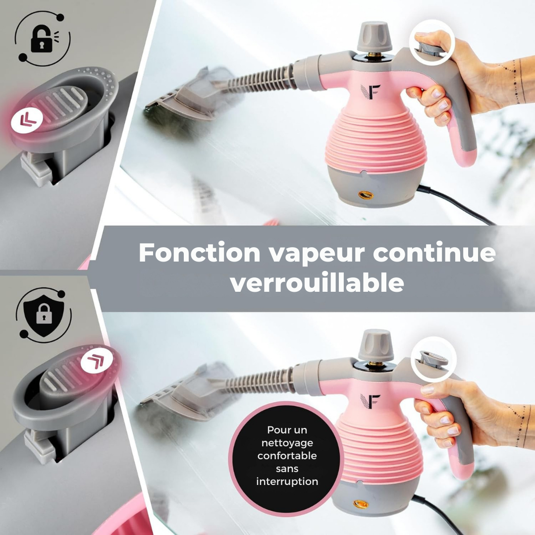 Neighbour's Friend Manueller Dampfreiniger - Dampfregulierung - Inklusive Zubehör - 350ml Tank - Rosa