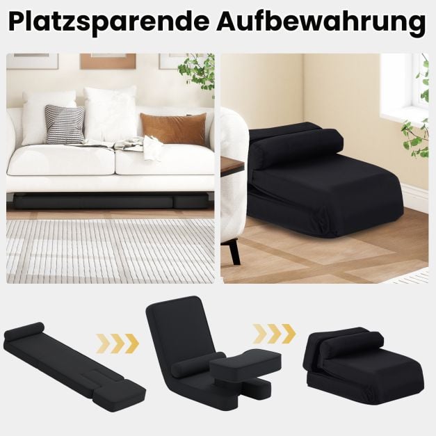 Coast Klappbarer Bodensessel – 5 Verstellstufen – 84 x 50 x 67 cm – Schwarz
