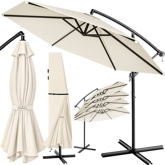 Kingsleeve Schwebeschirm – Ø 330 cm, UV-Schutz 80+, Pendel – Creme