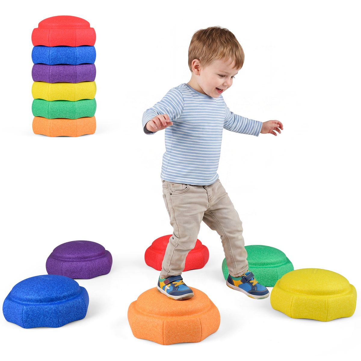 Coast Balance-Steine für Kinder – 6-teiliges Set – rutschfest – stapelbar – mehrfarbig