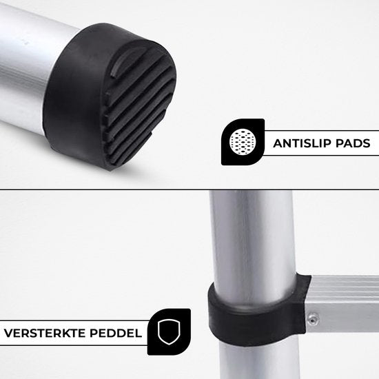 Outbee Teleskopleiter - Teleskop-Klappleiter - 3,8 m Arbeitshöhe - Aluminium