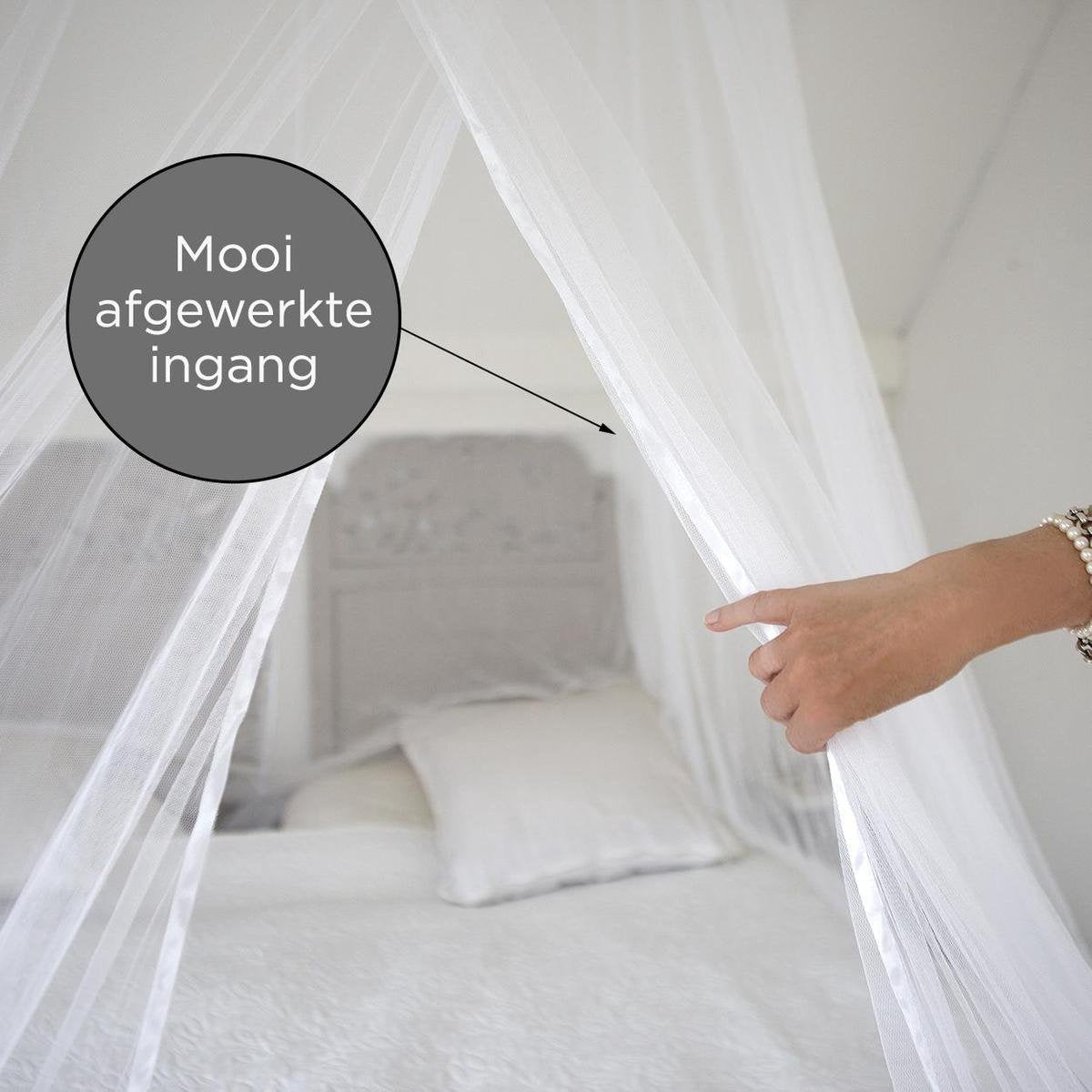 TRVLMORE Double XL Moskitonetz de Luxe - Rundes Moskitonetz - Reise-Moskitonetz - Anti-Moskitonetz geeignet für Doppelbett - Extra groß - mit Aufhängeschnur - Weiß