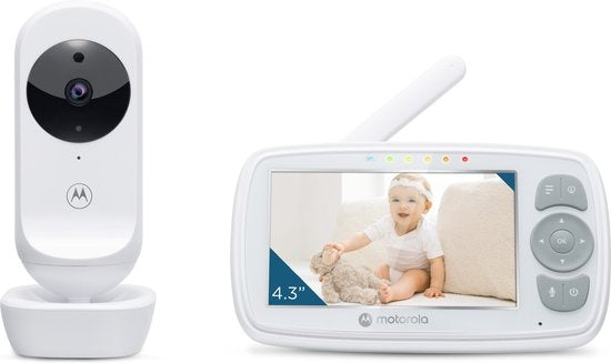 Motorola Babyphone für Kinderzimmer - mit Kamera - VM34 - 4,3-Zoll-Farbdisplay - Infrarot-Nachtsicht - Talk-back-Funktion - Wiegenlieder
