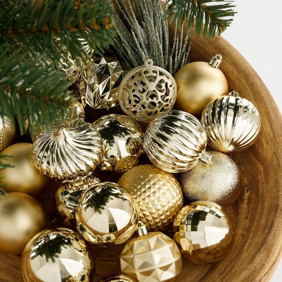 Mica Decorations Weihnachtskugeln-Set – 60 Stück – Ø 7 cm – bruchsicher – Champagner