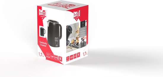 FRITEL Wasserkocher WK 2595 – Heißwasserkocher / Teewasserkocher – 1,7 Liter – 1500 W – doppelwandig – Touch-Display – Warmhaltefunktion – mattschwarz