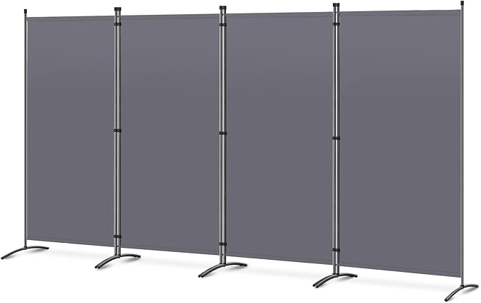 Angel Living Paravent – 4 Paneele – 324 x 180 cm – Grau – Freistehend