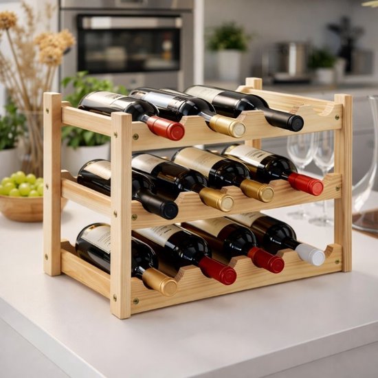 Weinregal aus Holz – Weinregal für 12 Flaschen – 45 x 22 x 28 cm