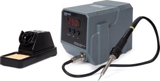 Velleman Lötstation mit LED-Anzeige und Keramik-Heizelement, 90 W, Temperaturbereich 50-480 Â°C, geeignet für Profis oder Heimwerker, grau