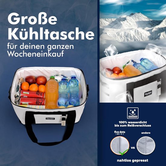 Faltbare Kühltasche für Einkäufe und Picknicks – Große Kühltasche „Auto“ als Thermotasche und Picknicktasche „Auto“ – Mehr Ordnung mit der großen Kühltasche – Lunch-Tasche und Mini-Kühlbox