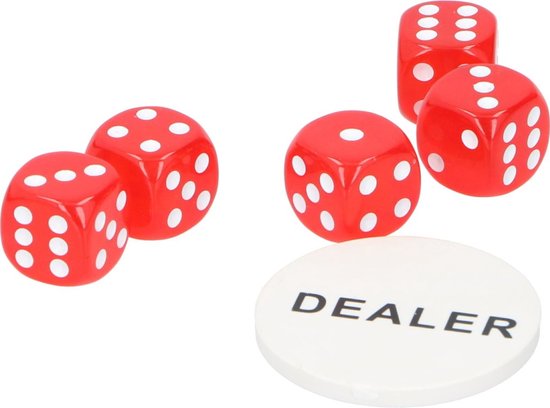 Pokerset im Aluminiumkoffer - 100 Pokerchips - Spielkarten - 5 Würfel - Dealer-Chip