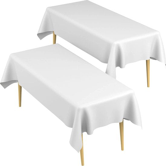 Partizzle 2x Plastik Einweg-Tischdecke - Braut zu sein Dekorationen - Weihnachten Hochzeit Hochzeit Dekoration - Geburtstag - Weiß - 274 x 137 cm