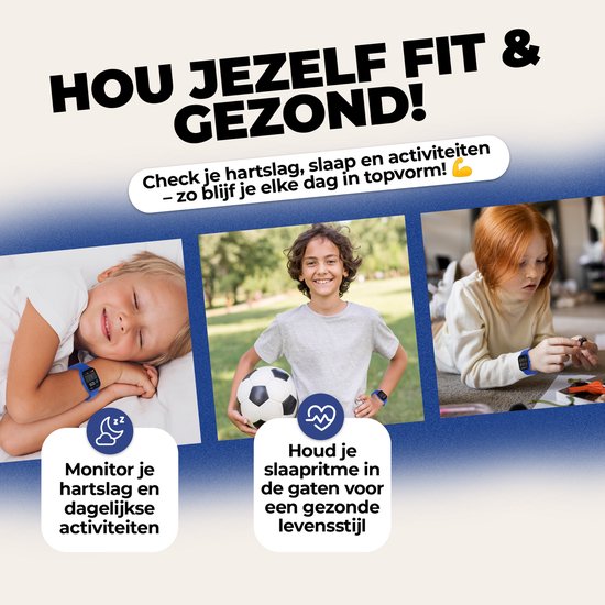 Denver Smartwatch für Kinder – Anrufe/SMS/WhatsApp – Für Android & iOS – Schrittzähler – Schlafaktivitätsmessung – Herzfrequenz, Blutdruckmessung, Sportmodus – SWK120BU