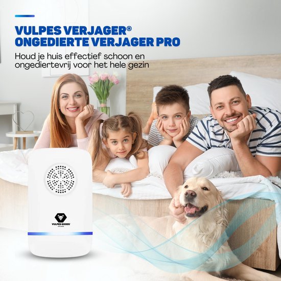 Vulpes Goods® Repellent - Ultraschall-Mausabwehr PRO - 8-in-1-Schädlingsabwehr - Mäuseabwehr für Innenräume - Schädlingsabwehr - Insektenabwehr - Mückenabwehr - 4er Pack - Weiß
