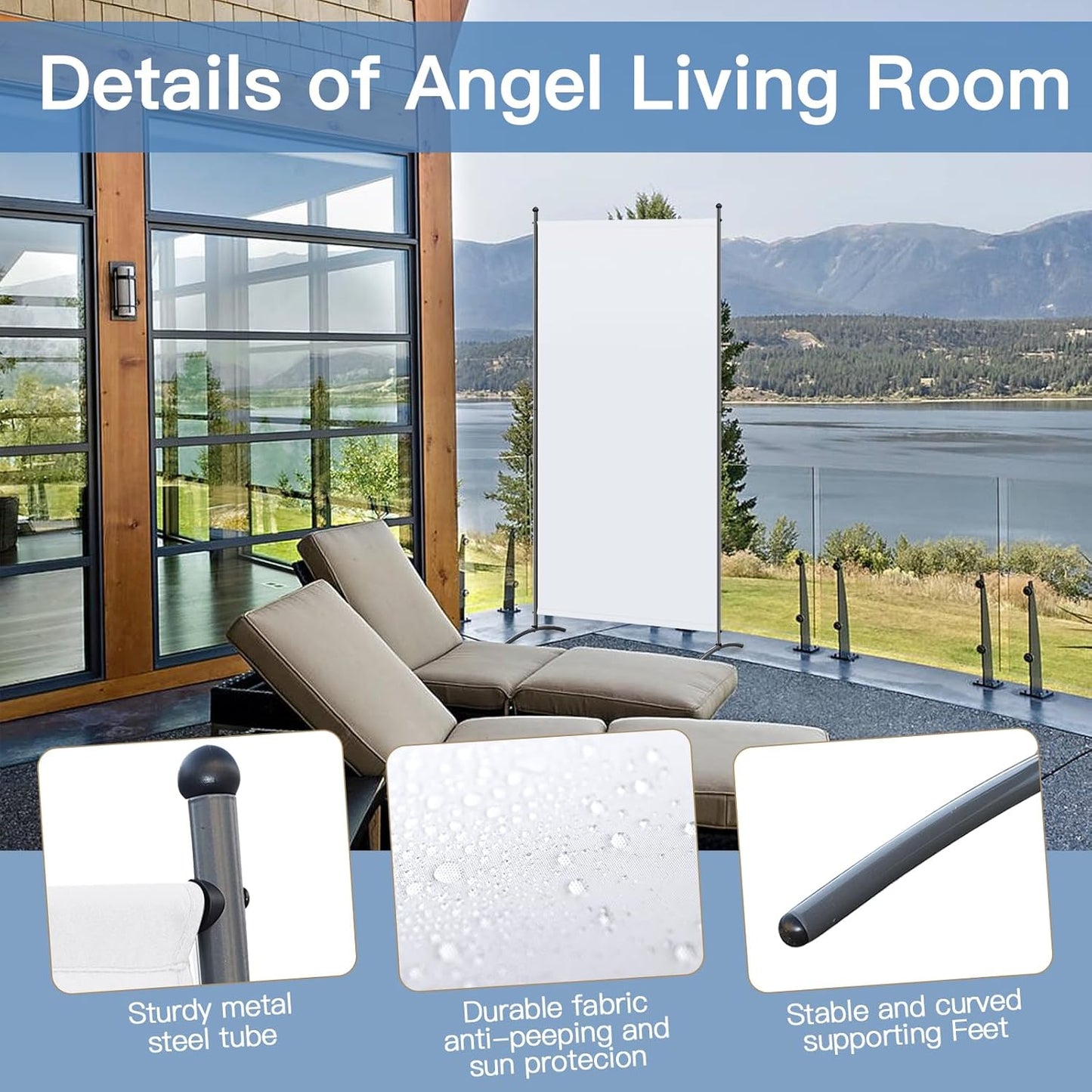 Angel Living Paravent - 1-teilig - 80x180 cm - faltbar - Stahl & 160 g/m² Polyester - Raumteiler & Sichtschutz - Weiß