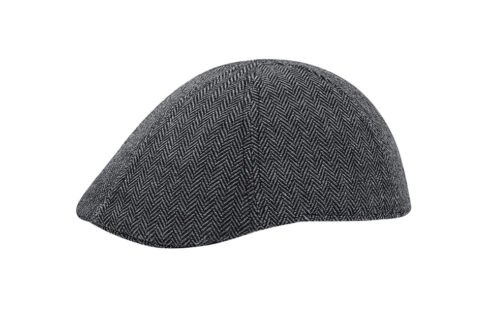 Milanoro Flat Cap in Grau - Stilvolle Wollmischung für kalte Tage - Zeitloses Fischgrätenmuster