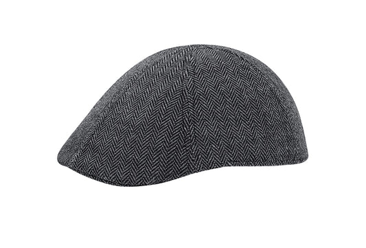 Milanoro Flat Cap in Grau - Stilvolle Wollmischung für kalte Tage - Zeitloses Fischgrätenmuster
