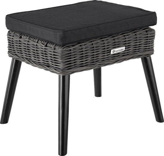 tectake - Flechtschaukelstuhl Rovigo mit Hocker Vibo - grau - Poly-Rattan