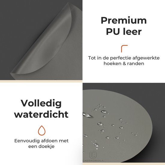 Castagnola Platzsets in Lederoptik - Runde Platzsets - Rutschfeste Kunstleder-Platzsets - Wasserabweisende Untersetzer - Untersetzer - 6 Stück - Durchmesser 38 cm - Grau