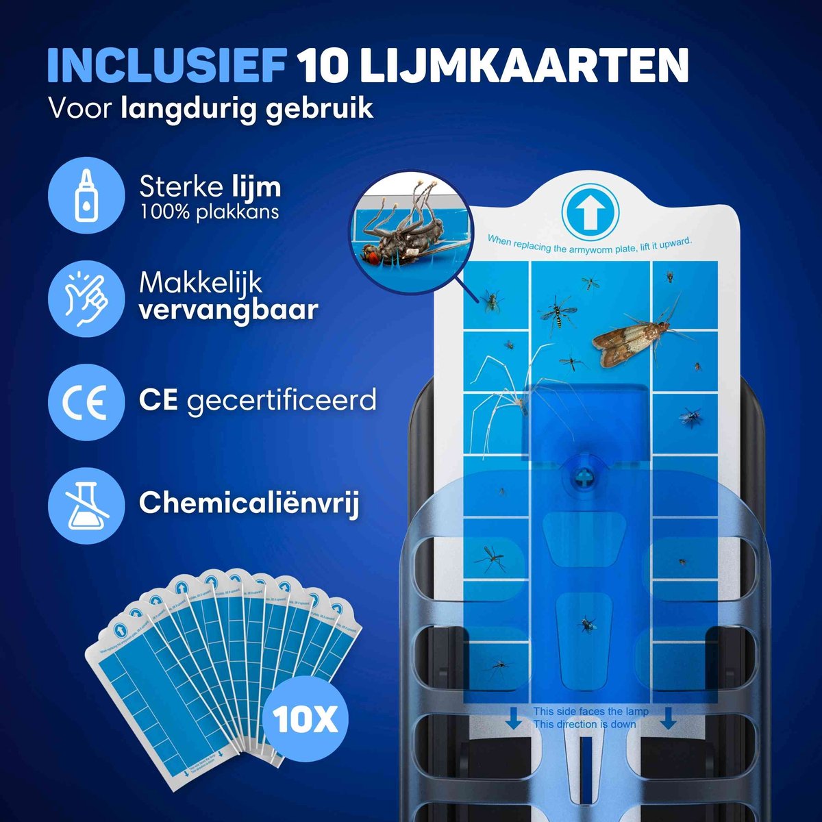 Vulpes Goods® Repellent Mückenlampe 9x9x25cm - Grau - UV-LED Fliegenlampe mit Klebestreifen - Geräuschlos, geruchlos & giftfrei - Inklusive 10 nachfüllbaren Klebeblättern - Für den Innenbereich