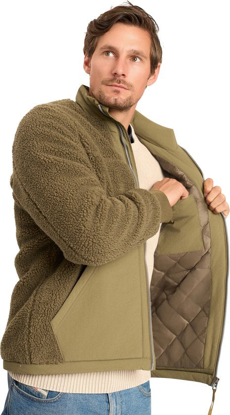 Mario Russo Teddy Jacket Stockholm - Jacke Männer - Wintermantel Männer - Strickjacke Männer - Army Green - M