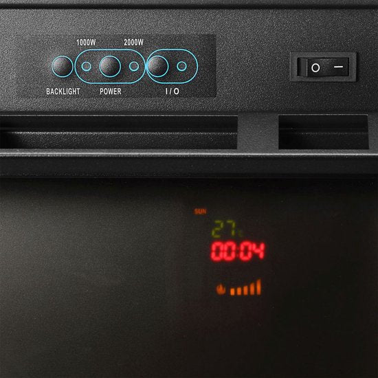 Elektroheizung - Rechteckig - 2000 Watt - Schwarz - Inklusive Feuereffekt